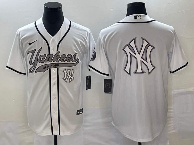 Men's New York Yankees White Team Big Logo Cool Base Stitched Baseball Jersey Men's New York Yankees White Team Big Logo Cool Base Stitched Baseball Jersey